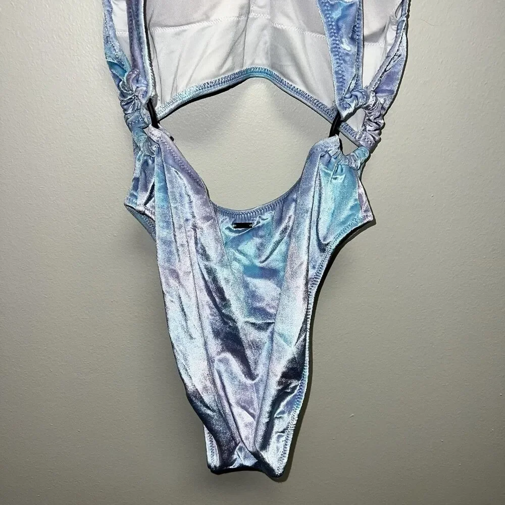 PINK Victoria's Secret Velvet Tie Dye One Piece Swimsuit Blue/Purple S
